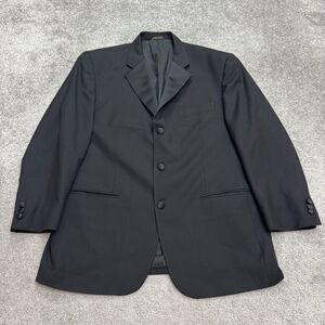 Vintage Guabello Super 130s Principle Italy Suit Blazer Jacket Mens 44R Black